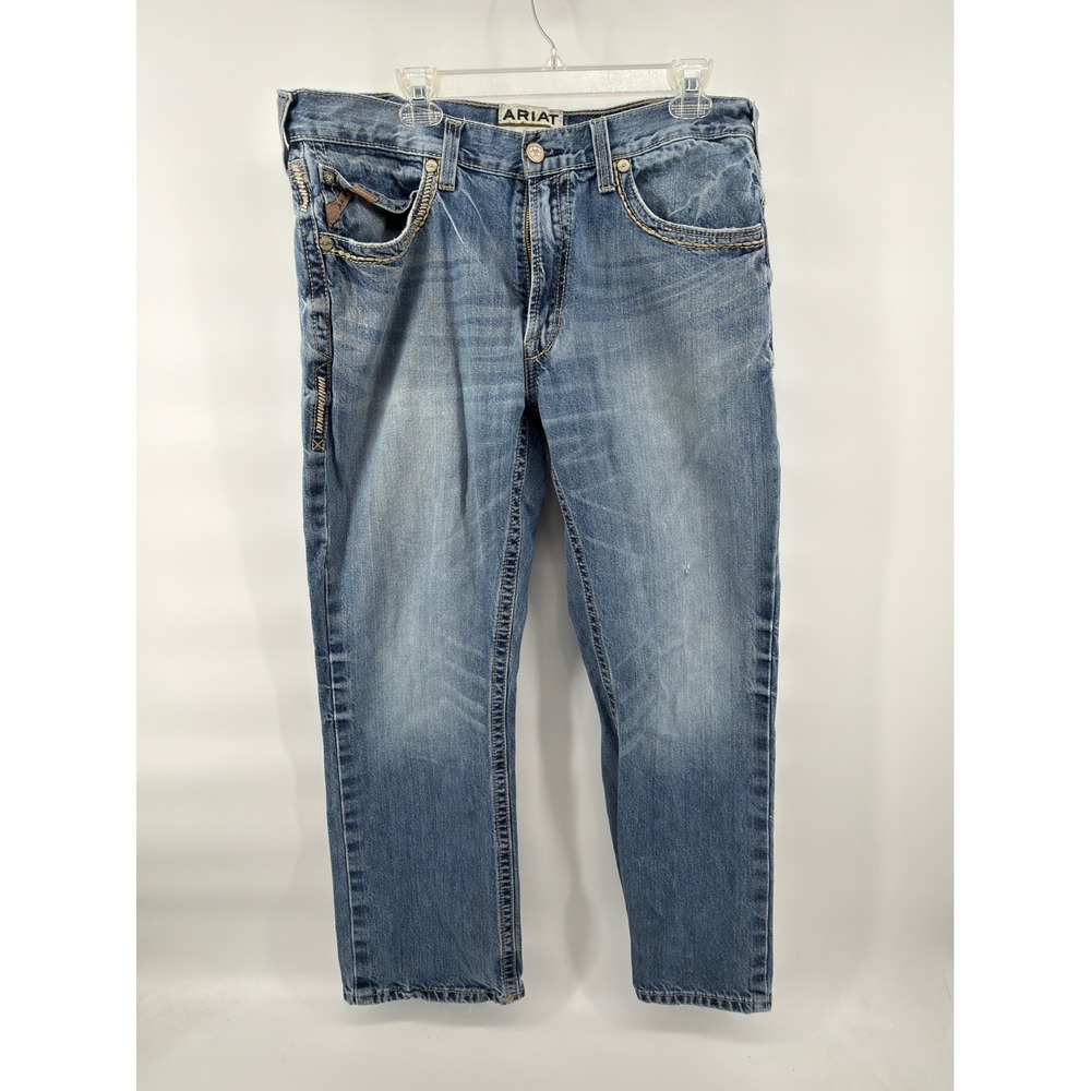 Ariat M5 Gambler Jeans Mens 36x30 Blue Straight Fit Straight Leg Cotton Denim